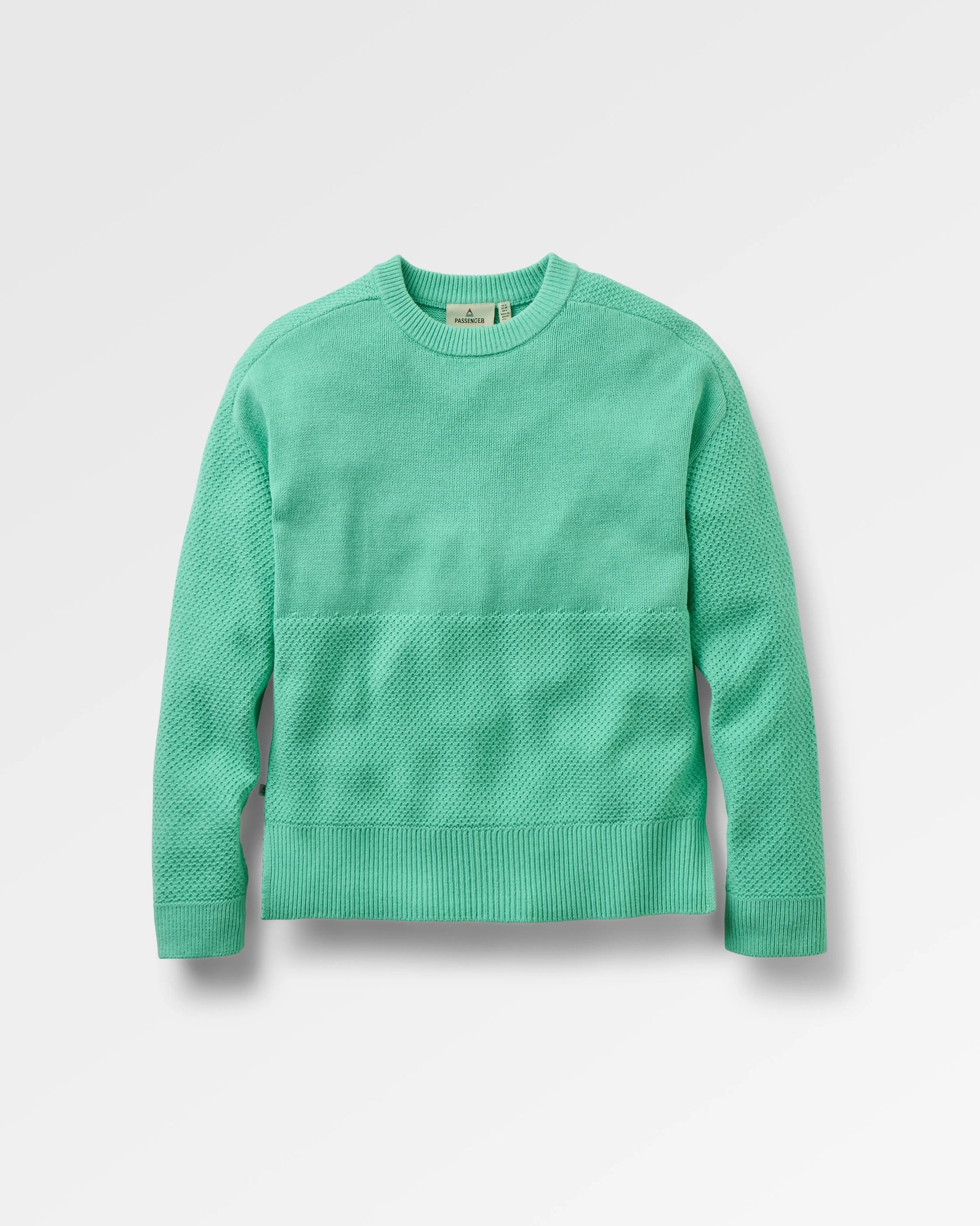 Cove Organic Cotton Knitted Jumper - Aquamarine - Flatlay