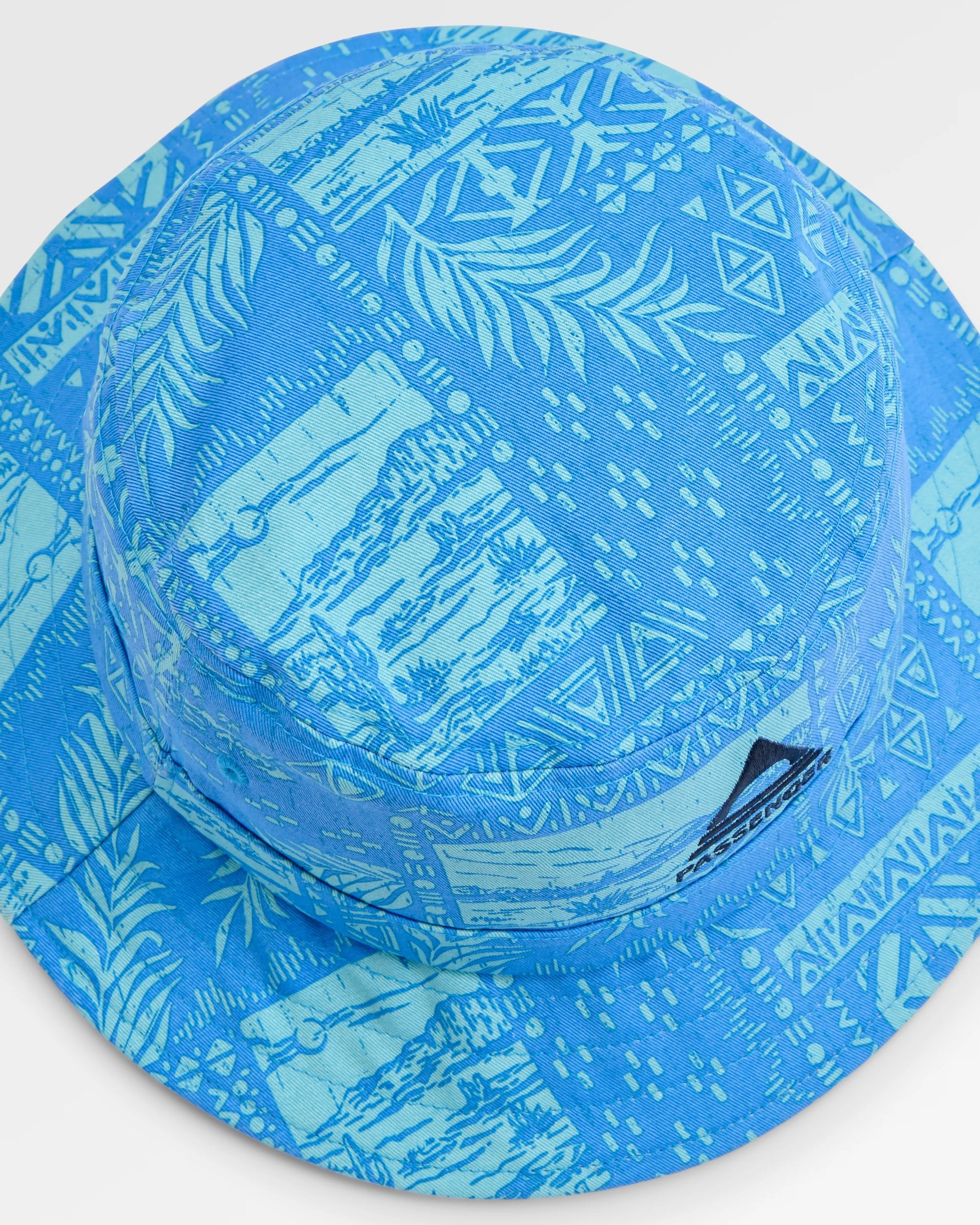 Shaded Organic Bucket Hat - Patchwork Marine Blue - Flatlay
