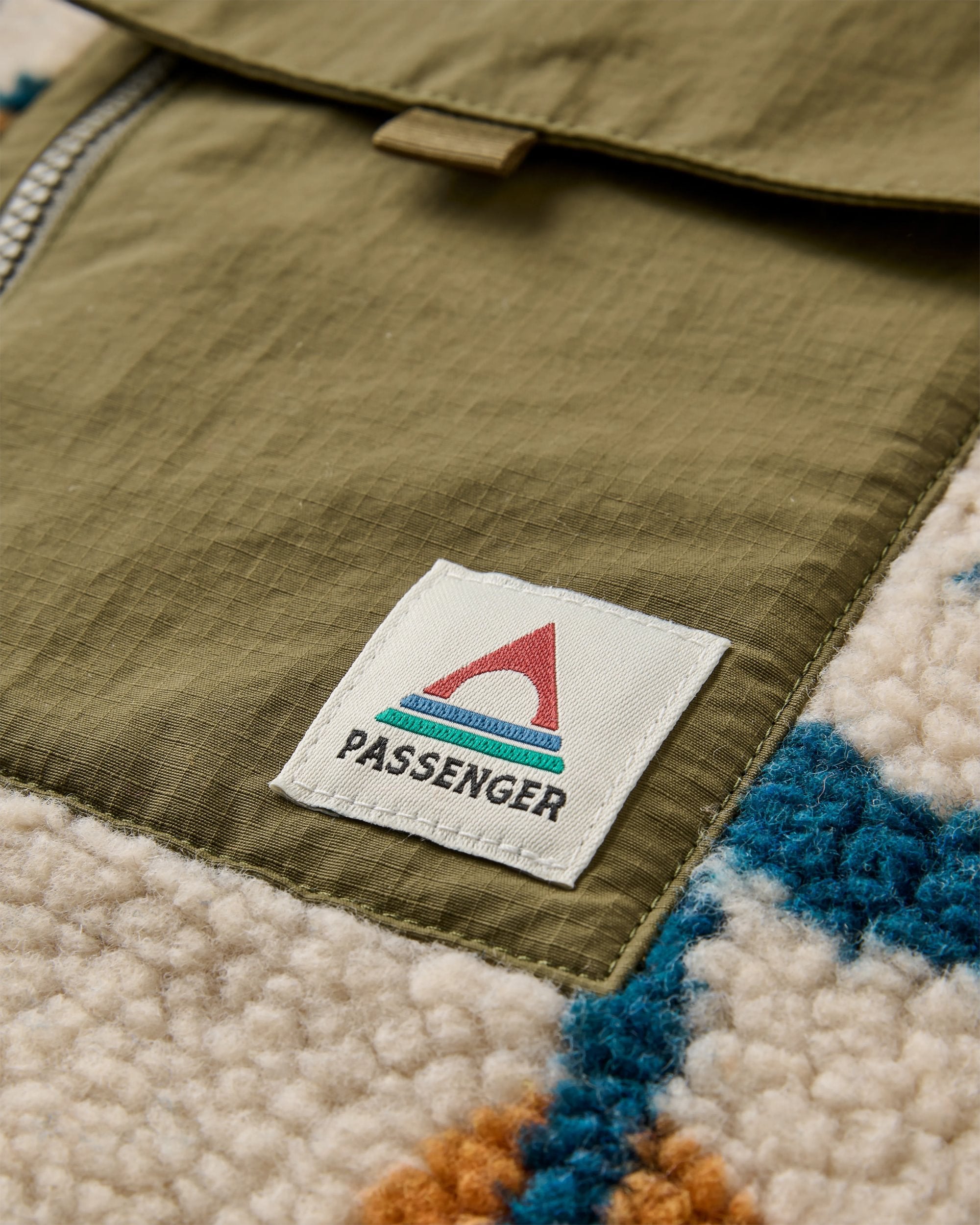 Valiant Deep Pile Fleece - Abstract Trails Pebble Grey - Flatlay