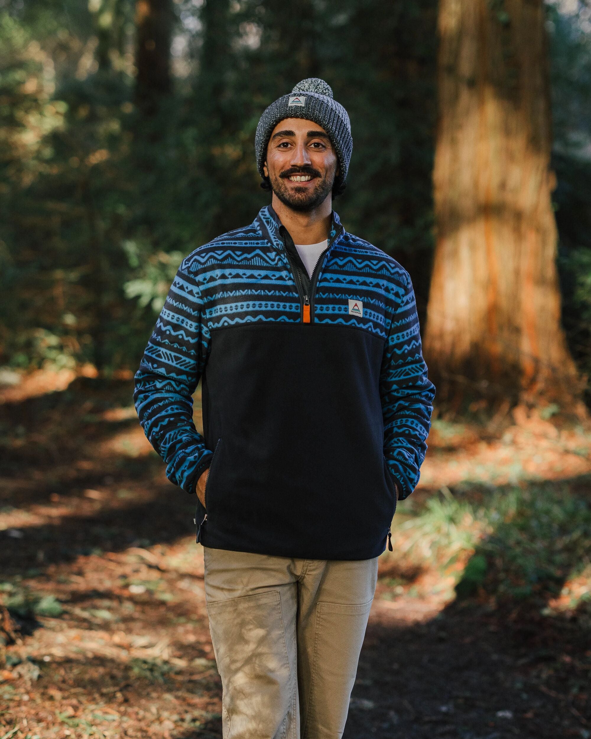 Set Off Recycled Polar 1/4 Zip Fleece - Mountain Geo Charcoal/Bluejay - Lifestyle