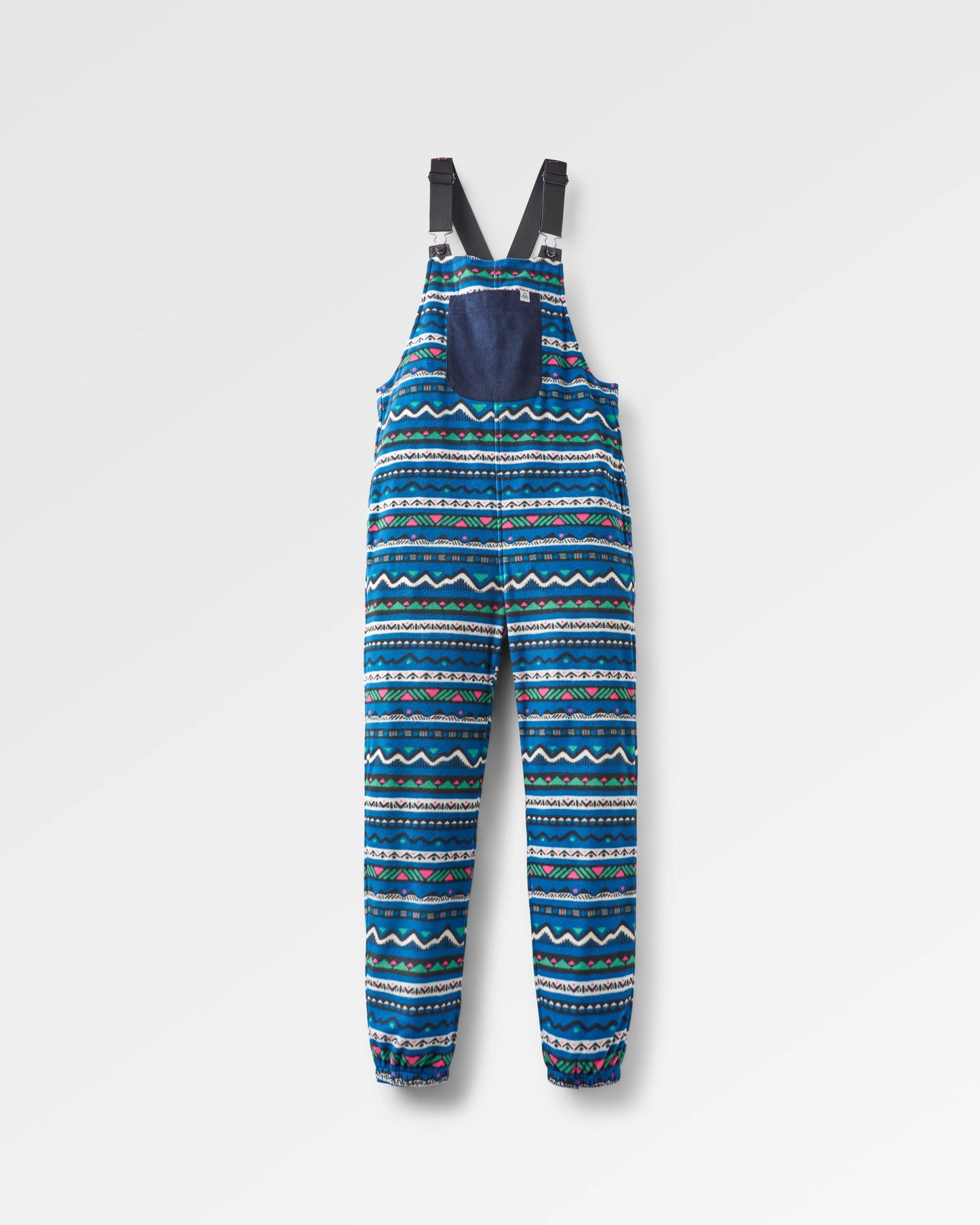 Ace Recycled Polar Fleece Dungarees - Mountain Geo Tidal Blue