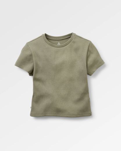 Out There Ribbed T-Shirt - Dusty Olive - Flatlay