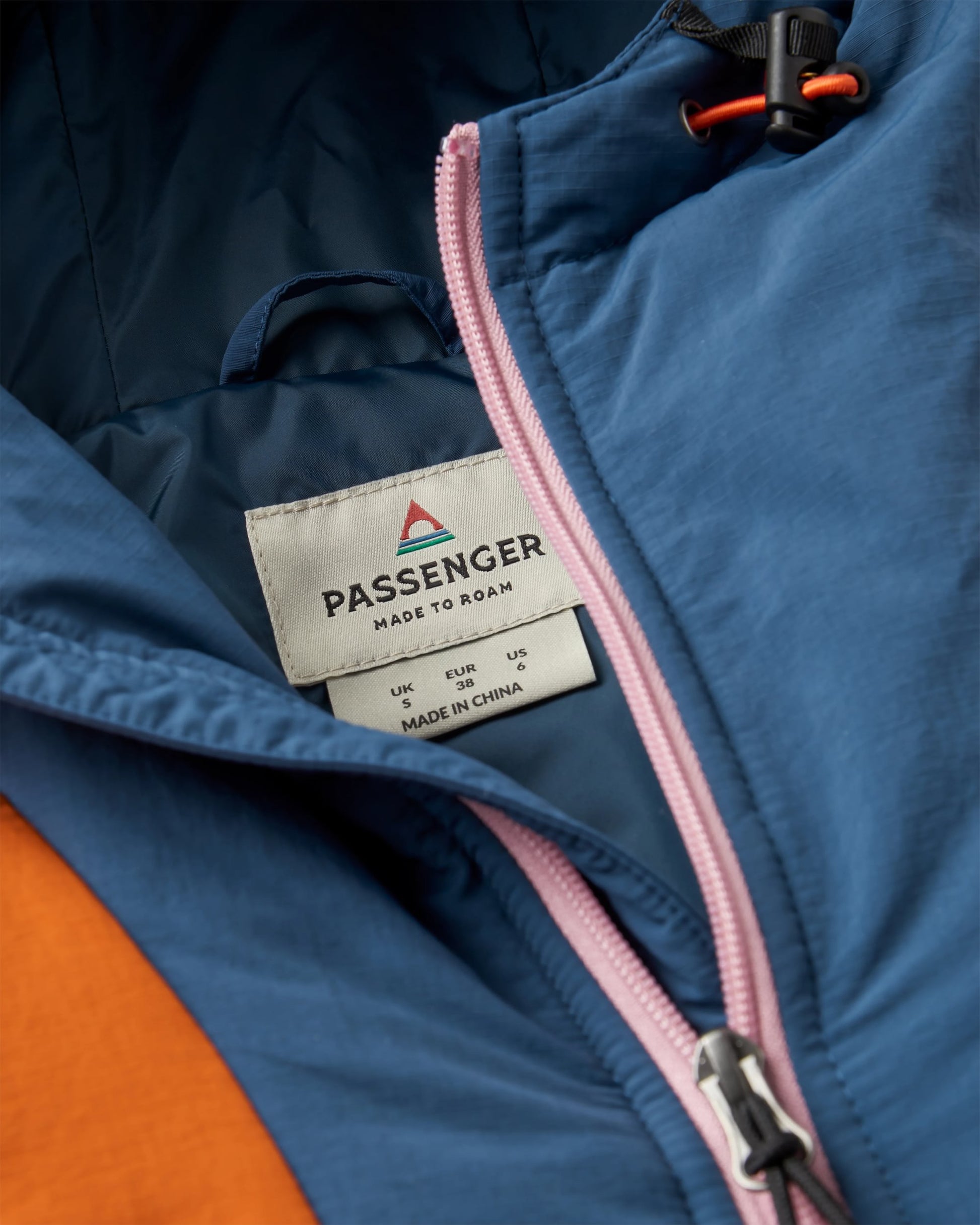 Ocean Recycled Insulated Jacket - Dark Denim/Sunset Orange - Flatlay