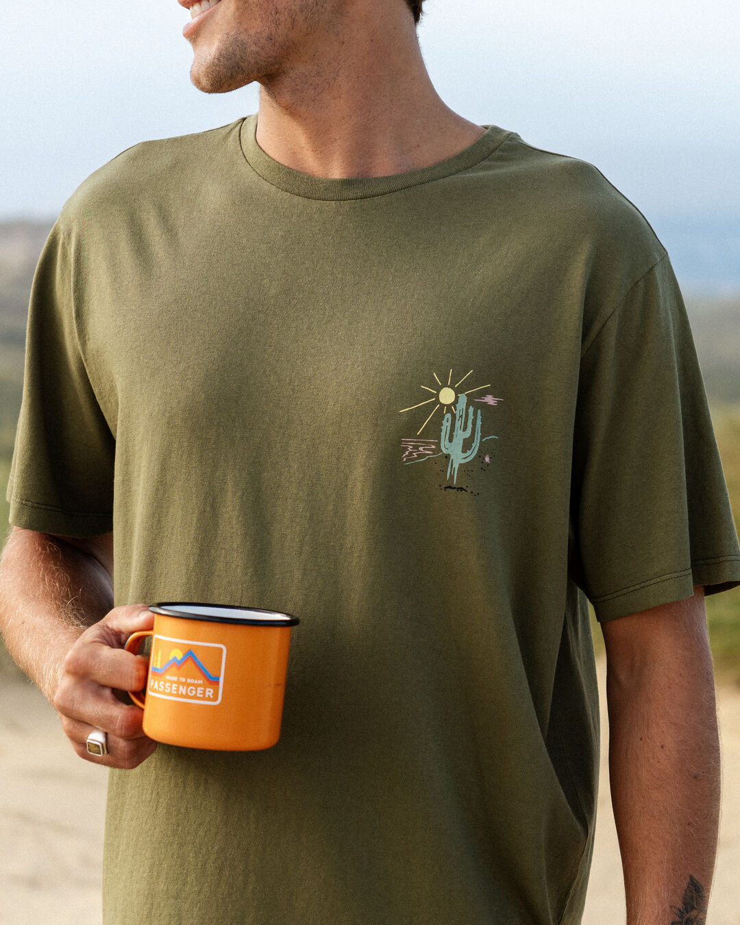 Tizana Recycled Cotton T-Shirt - Khaki - Lifestyle