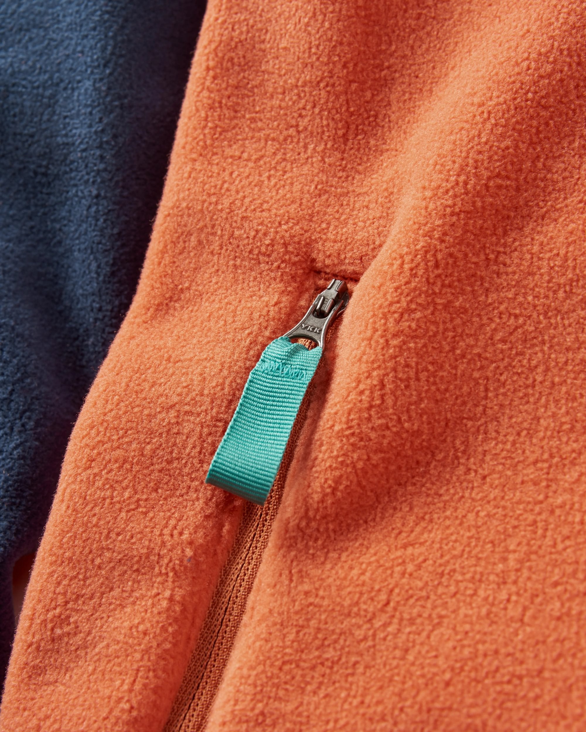 Ridge 2.0 Full Zip Recycled Polar Fleece - Rich Navy/ Burnt Orange - Flatlay