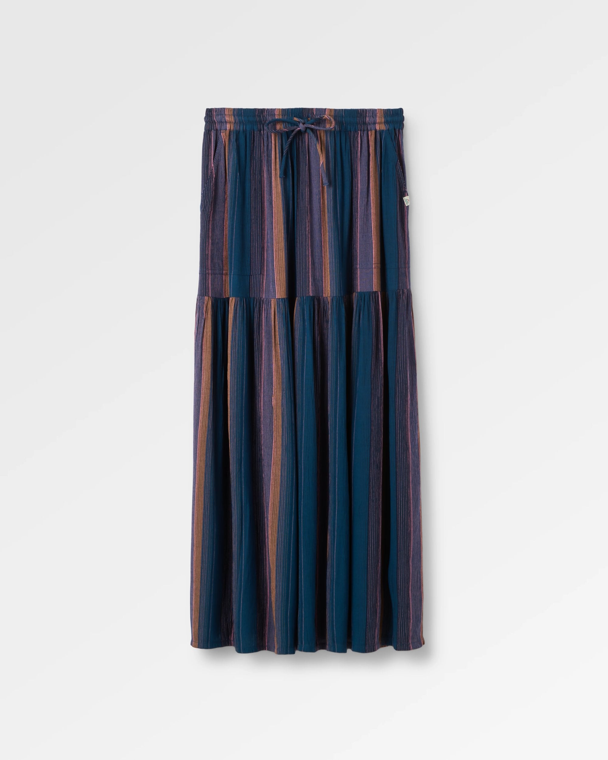 Zephyr Woven Maxi Skirt 2.0 - Dark Denim Multi Stripe - Flatlay