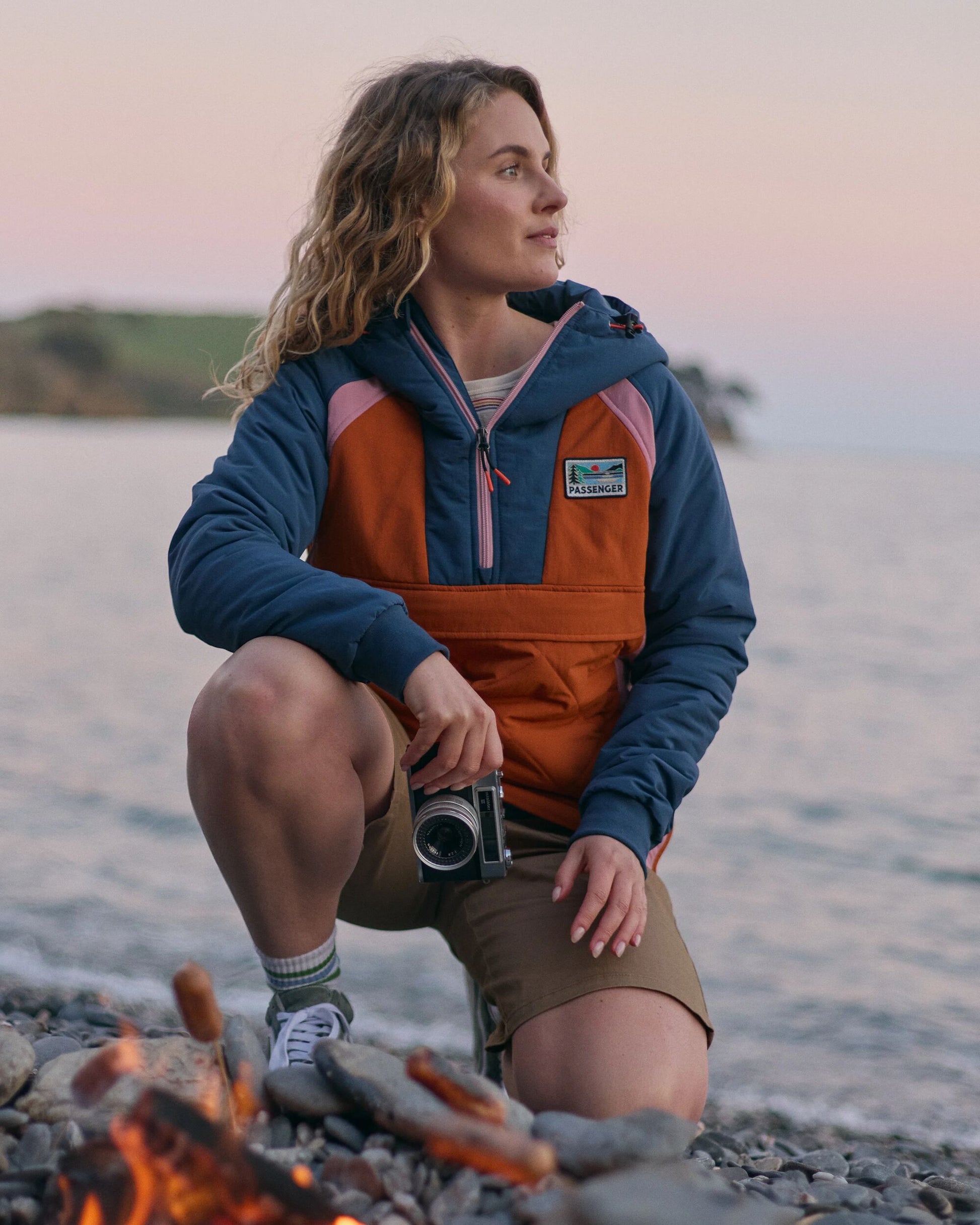 Ocean Recycled Insulated Jacket - Dark Denim/Sunset Orange - Lifestyle