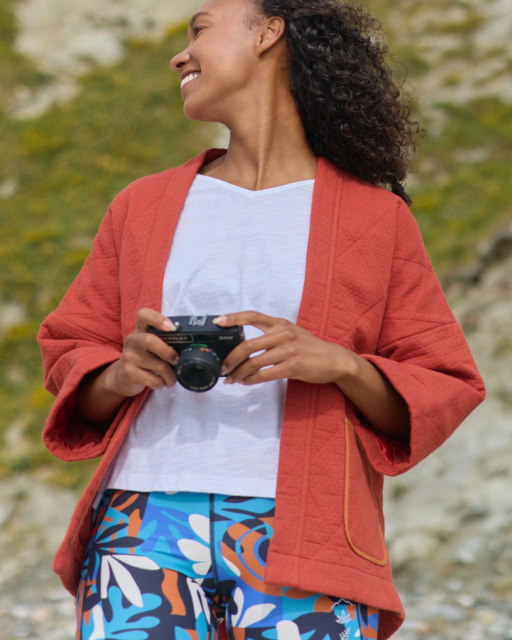 Mira Organic Cotton Quilted Overshirt - Red Ochre - Lifestyle