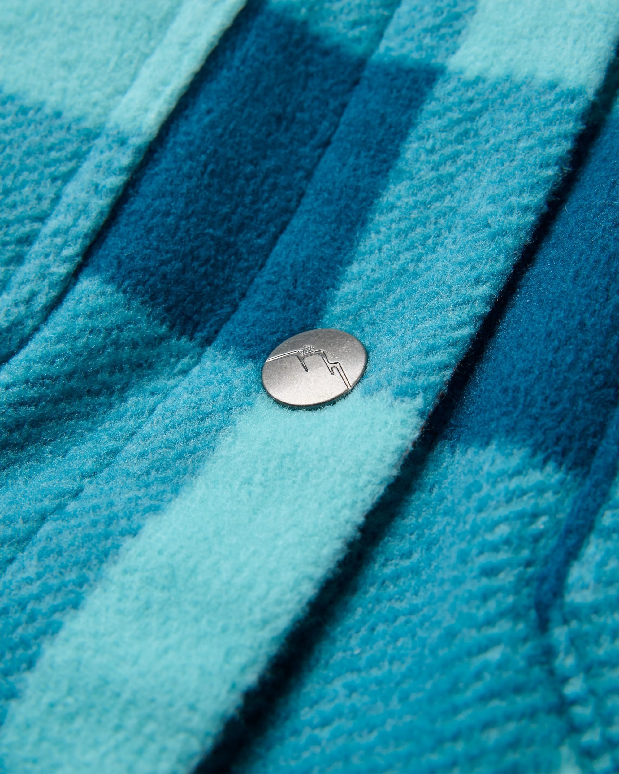 East Recycled Polar Fleece Shirt - Retro Blue Check  - Flatlay