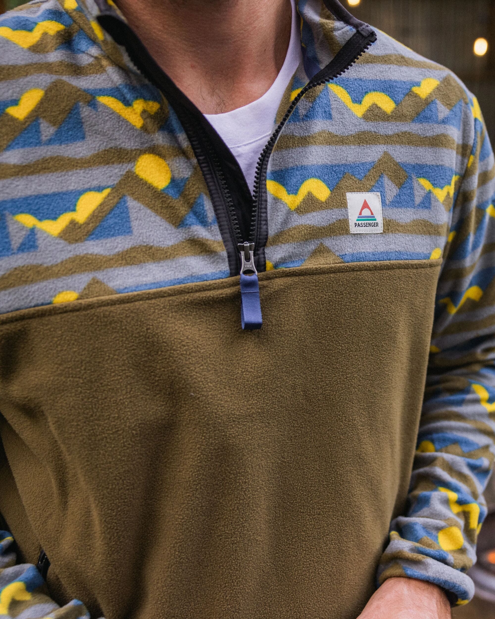 Set Off Recycled Polar 1/4 Zip Fleece - Views Dark Olive - Lifestyle