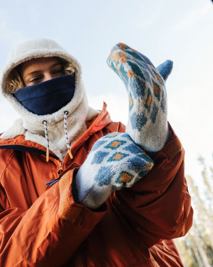 Wave Recycled Fleece Lined Mittens - Vintage White