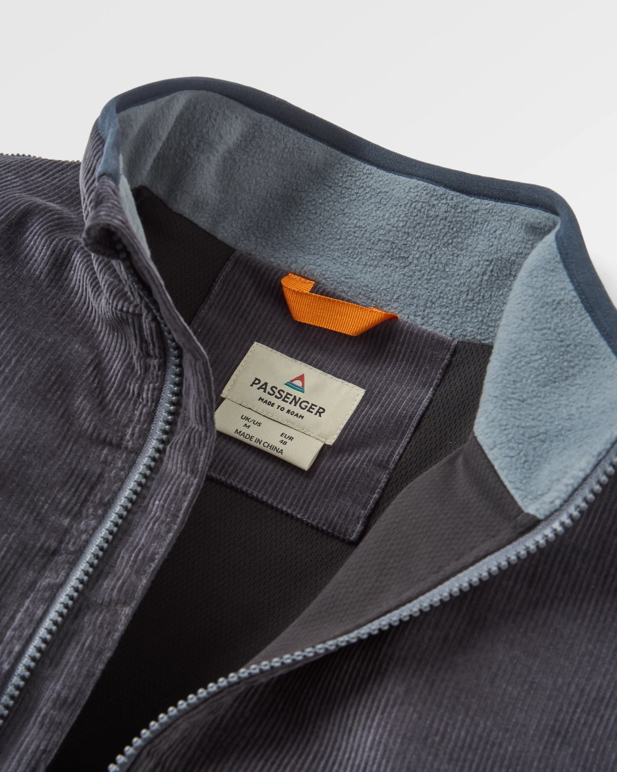 Somewhere Recycled Fleece - Geo Tracks Charcoal - Flatlay