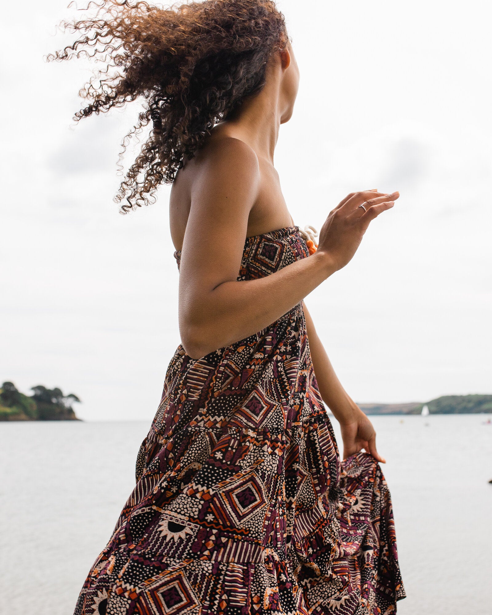 Fareway Recycled Cotton Maxi Skirt - Vintage Patchwork Black/Multi - Lifestyle