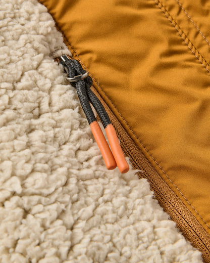 Lucia Sherpa Lined Bomber Jacket - Golden Brown - Flatlay