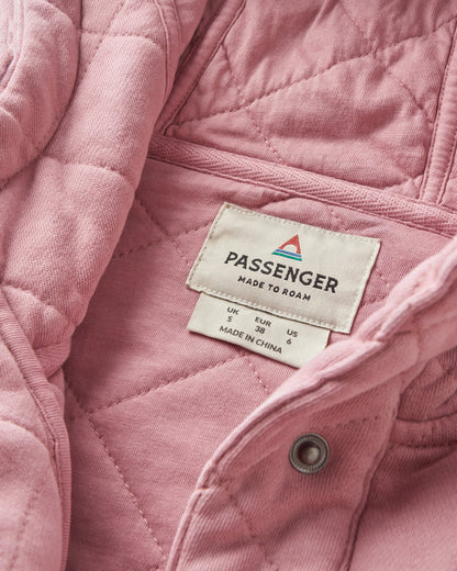 Clementine Recycled Quilted Popper Up Hoodie - Pink Haze