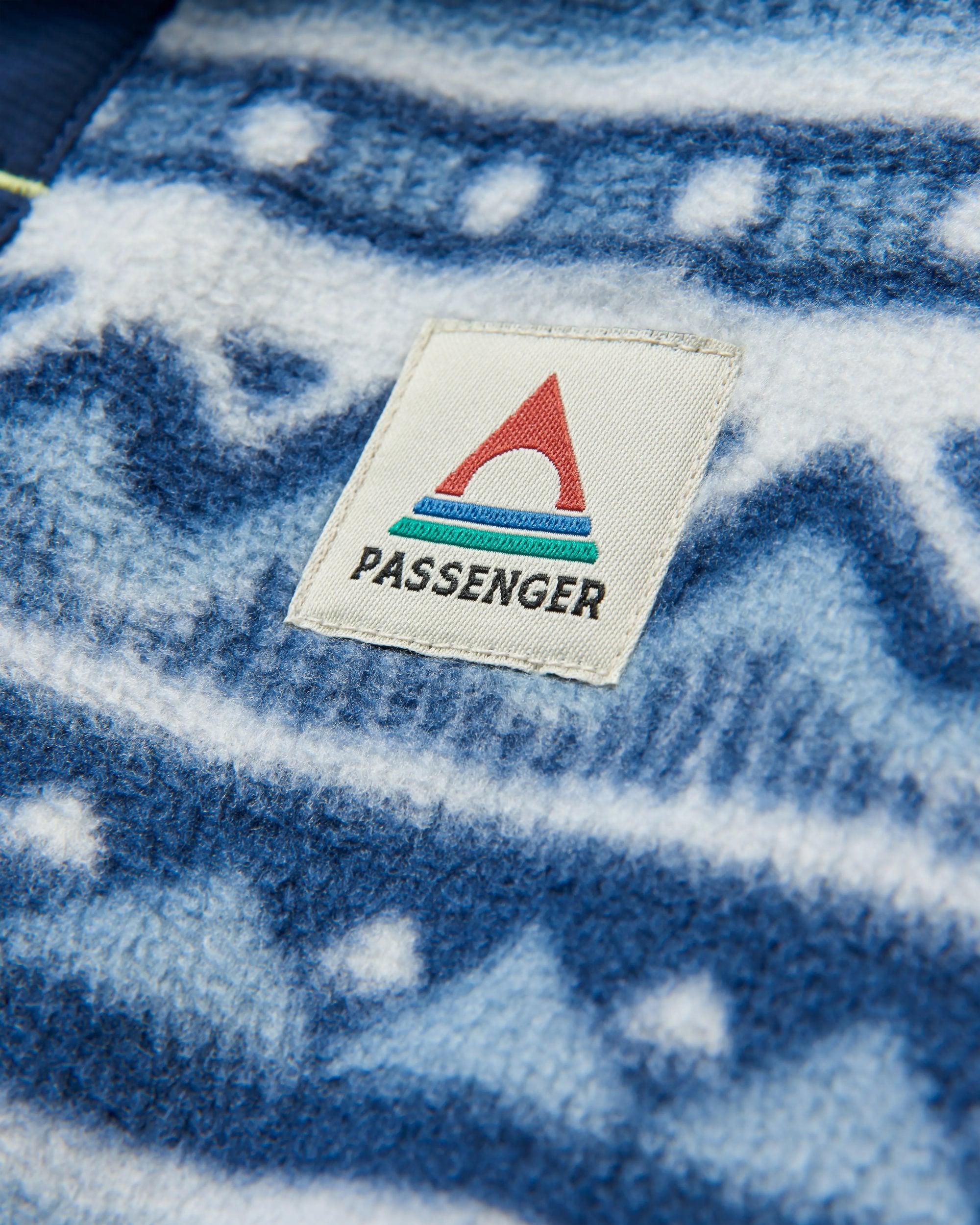 Ebb Recycled Polar Fleece - Mountain Geo Grey Blue - Flatlay