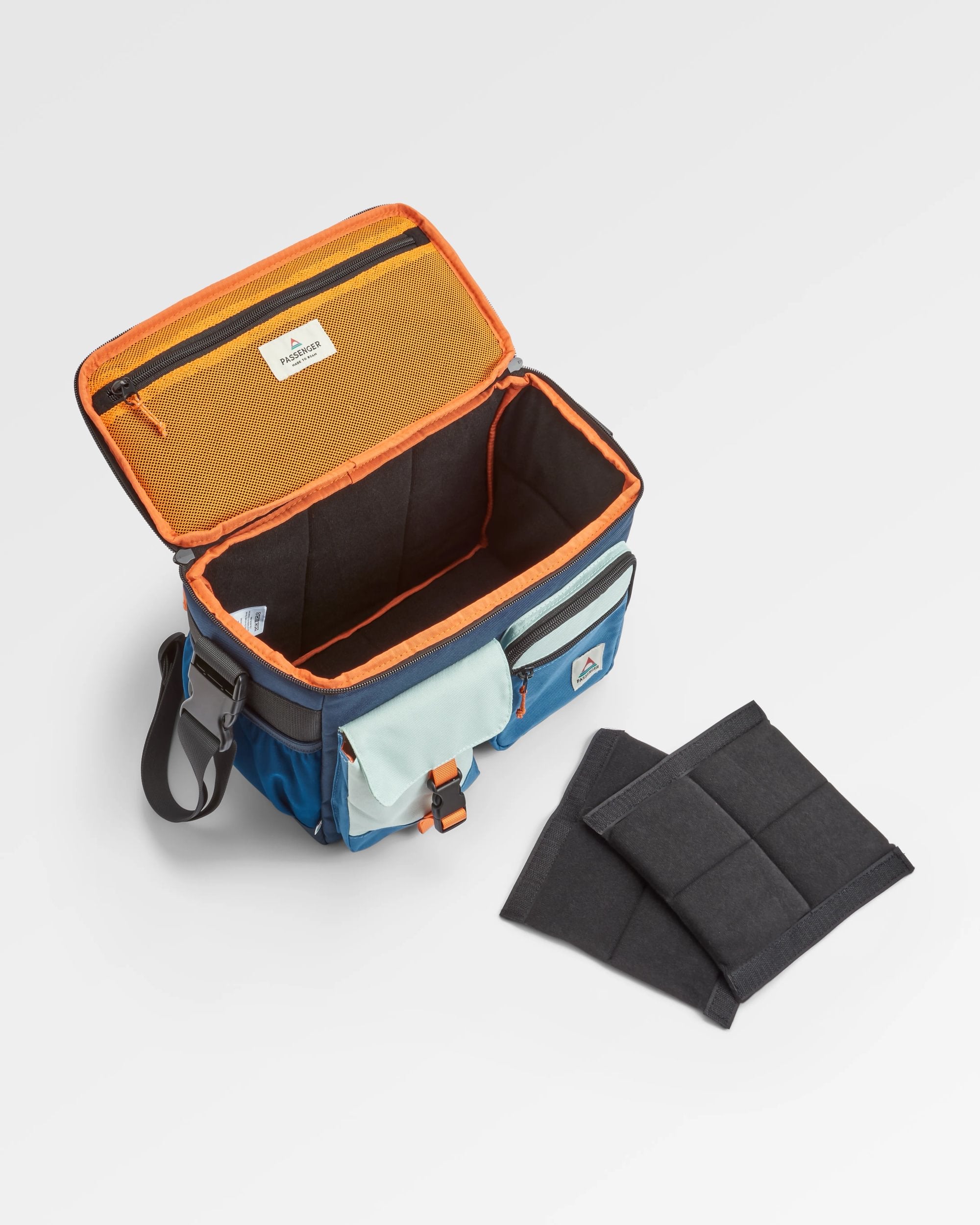 Boondocker Recycled Camera Bag - Rich Navy/Surf Spray/Moonlight Blue - Flatlay