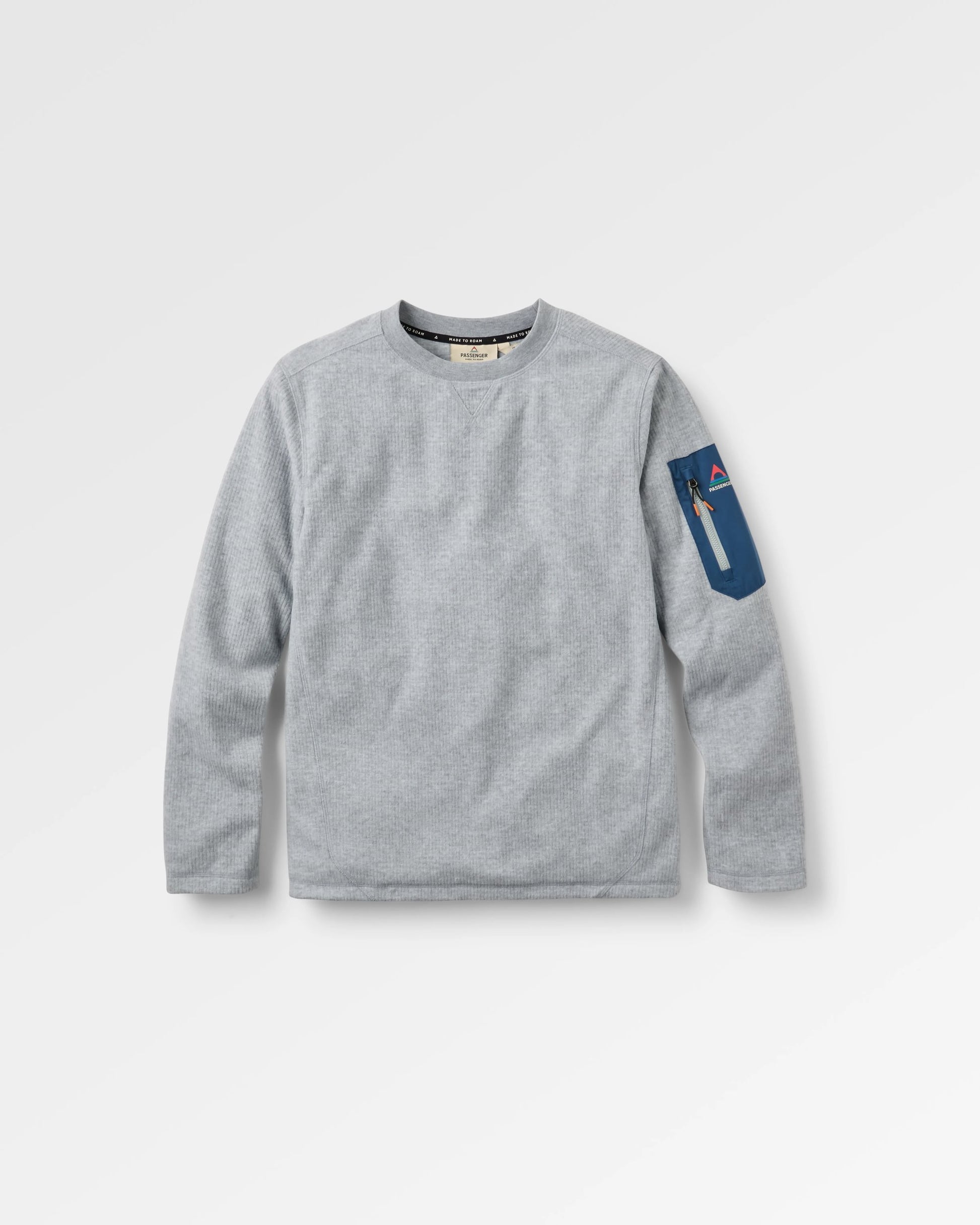 Forestscape Recycled Fleece Crew - Grey Marl - Flatlay