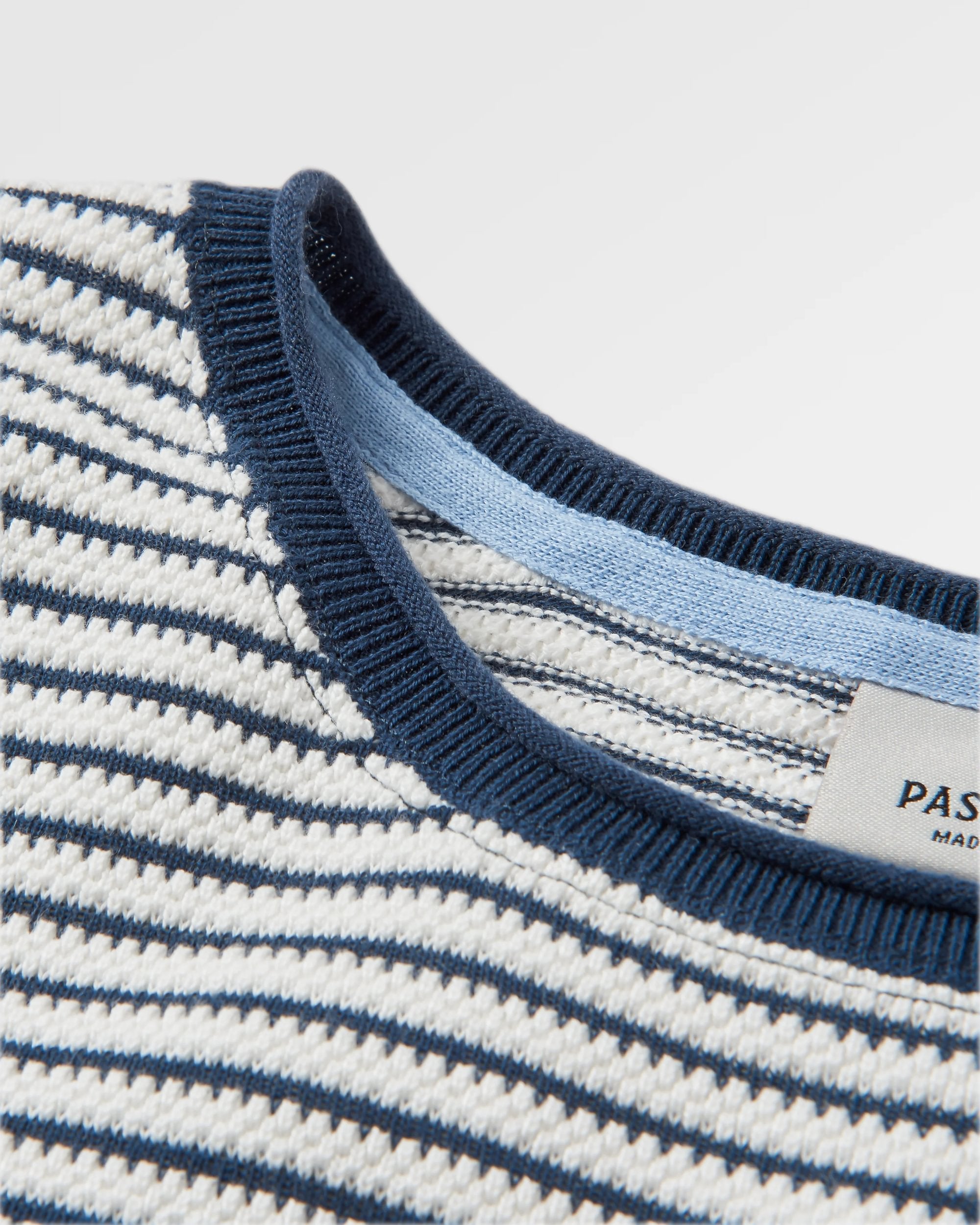 Muir Organic Knitted Jumper - Off White Stripe - Flatlay