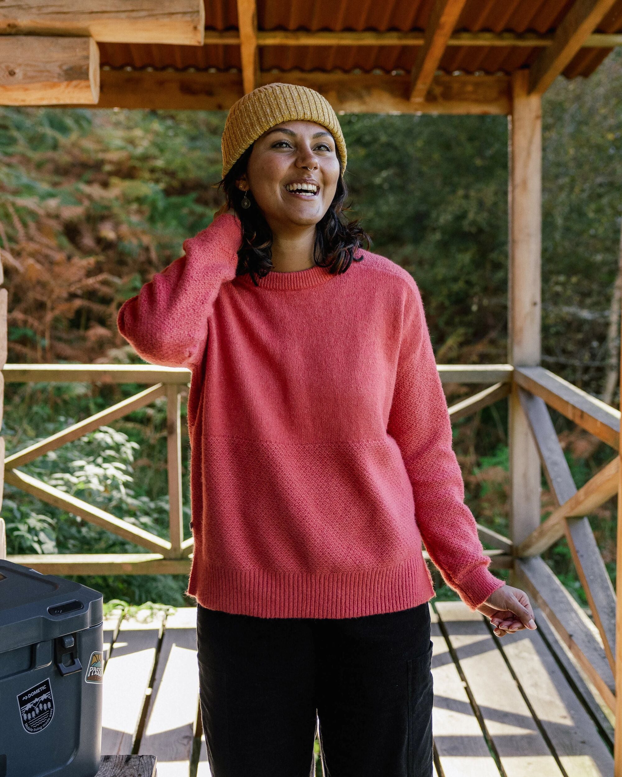 Cove Recycled Knitted Jumper - Mineral Red - Lifestyle