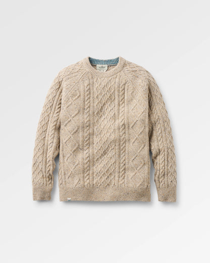 Sandbar Merino Wool Knitted Jumper - Oatmeal - Flatlay