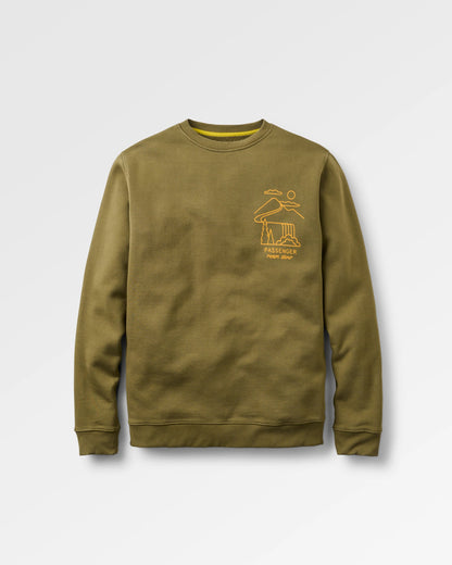 Slow Escape Recycled Cotton Sweatshirt - Dark Olive - Flatlay