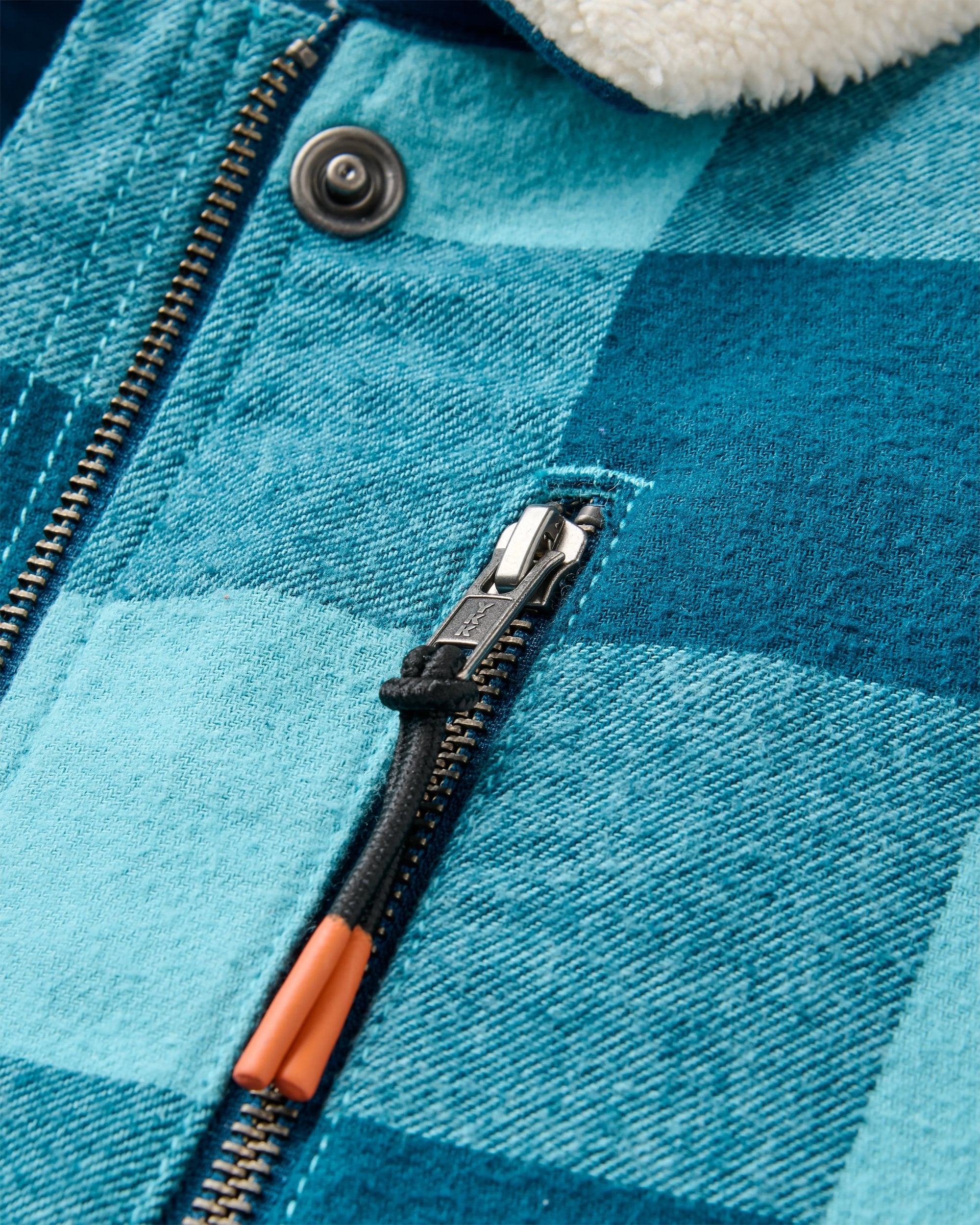 On The Go Insulated Bomber Jacket - Retro Blue Check  - Flatlay