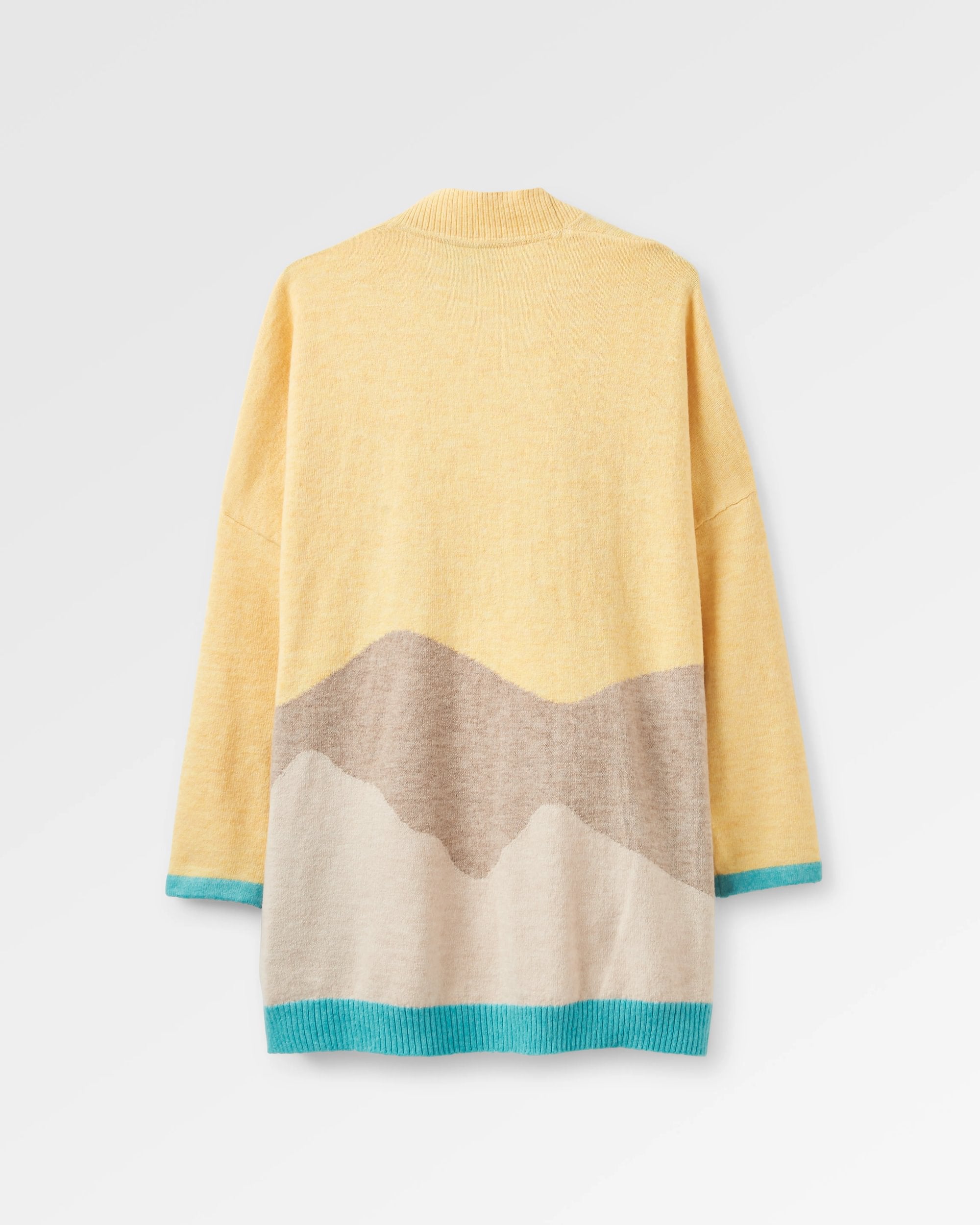 Scenic 'Light' Long Knitted Cardigan - Scenic Yellow - Flatlay
