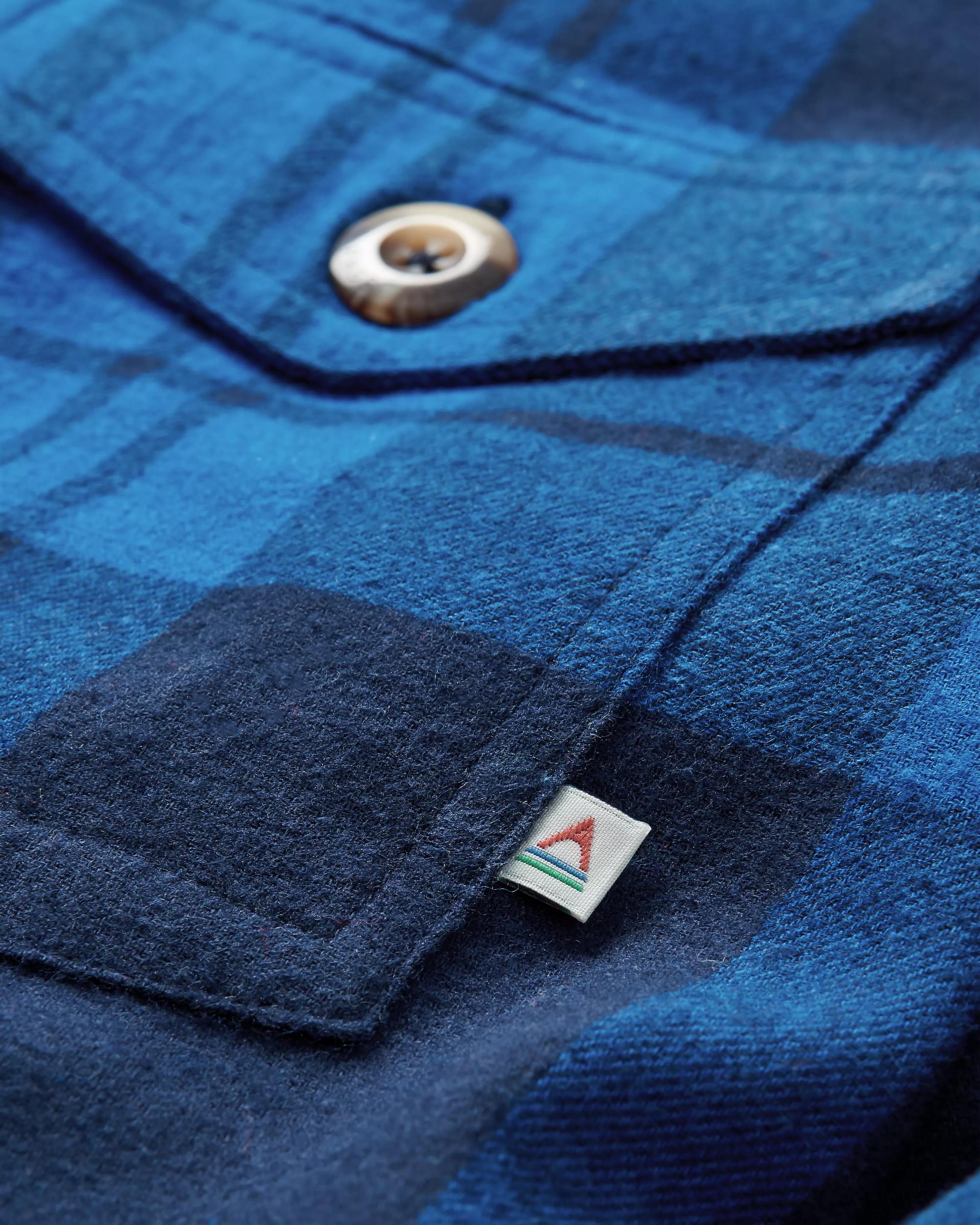 Harmony Organic Cotton Check Shirt - True Blue - Flatlay