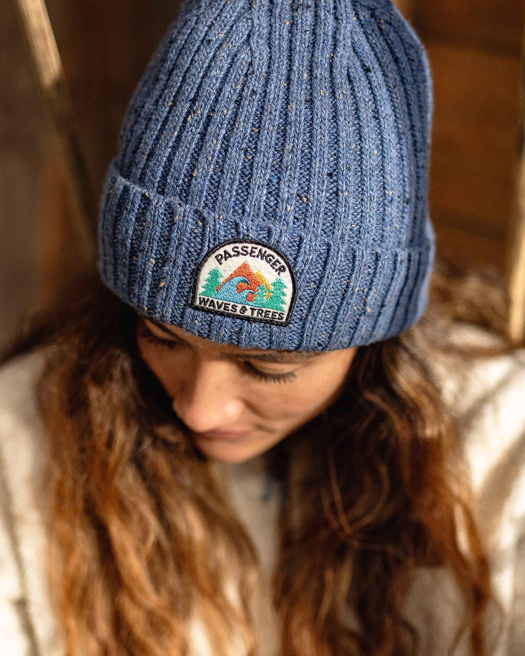 Womens_Katira Rib Knit Beanie - Blue Coral