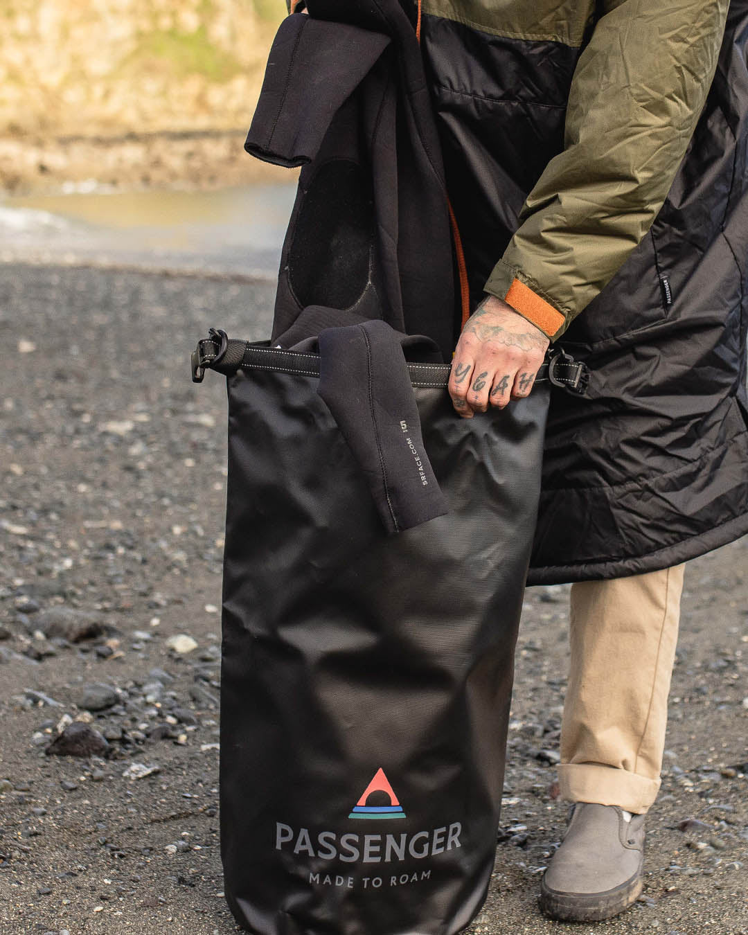 Tide 30L Recycled Dry Bag  - Black - Lifestyle