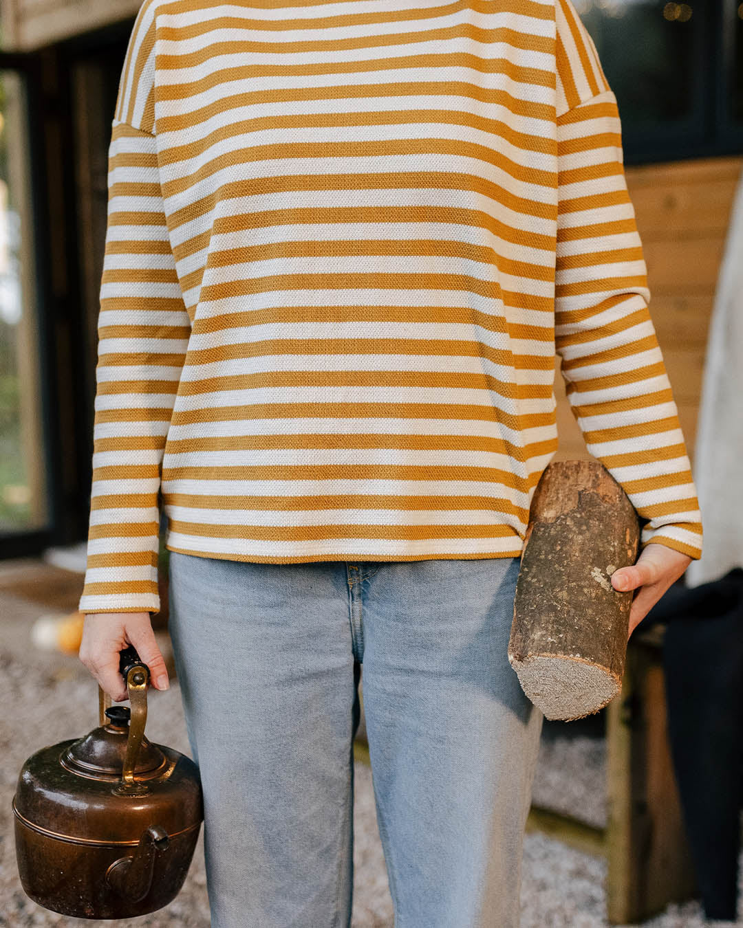 Panorama Striped Ls T-Shirt - Amber Gold