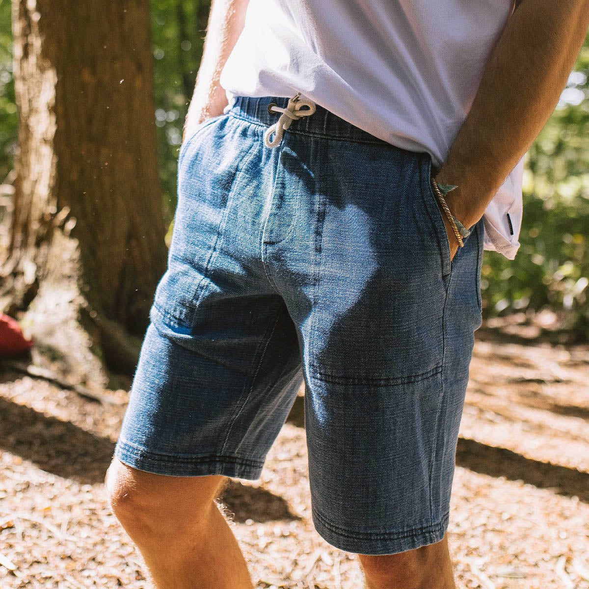 Pine Organic Cotton Cord Shorts - Washed Denim