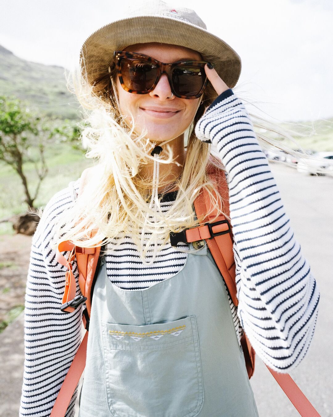 Muir Organic Knitted Jumper - Off White Stripe - Lifestyle