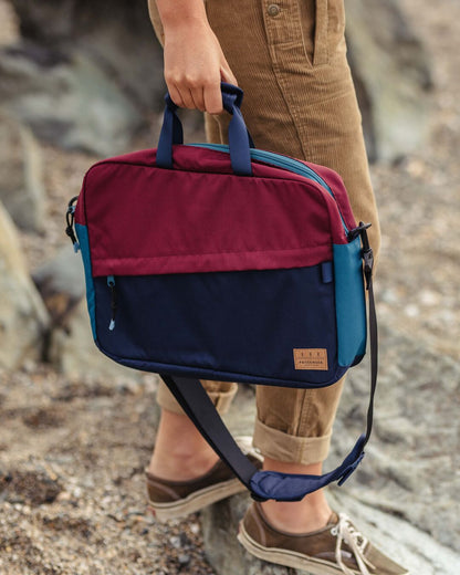 Womens_Recycled Messenger Bag - Navy/Burgundy